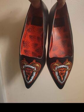 Strange Cvlt Woman's Size 5 Demon Devil Krampus Flats Goth Horror